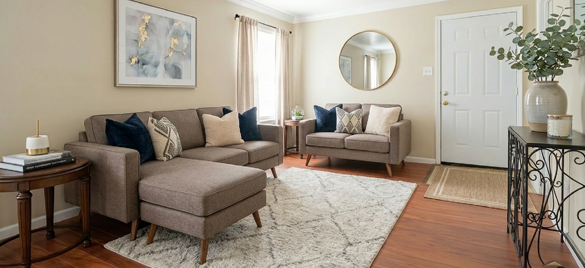 Spacious living room in 1 2 and 3 bedroom apartment at Falls of Braeburn Southwest Houston